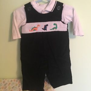 Nursery Rhyme Smocked, with 3 dinosaur appliqués